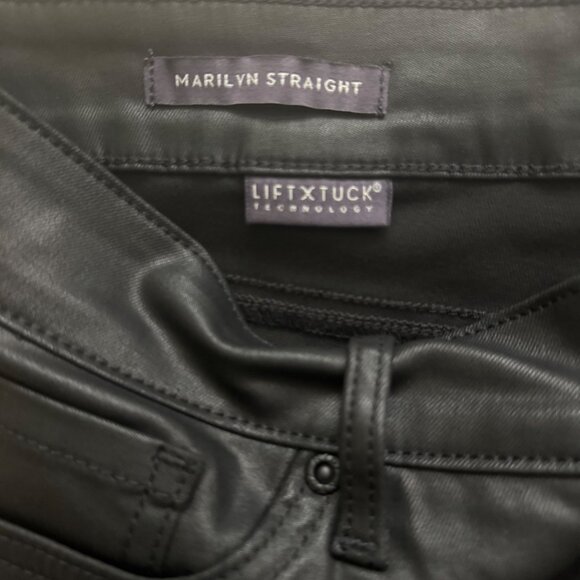 NYDJ Marilyn Straight Black Coated Lift Tuck Womens leather Pants Size 12 new - Picture 5 of 16